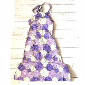 Women’s S/M Purple Floral Halter Top Maxi Dress Side Zipper Size Small Handmade